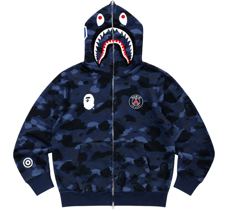 BAPE x PSG Shark Full Zip Hoodie – Blue Camo
