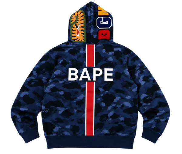 BAPE x PSG Shark Full Zip Hoodie – Blue Camo