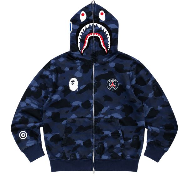 BAPE x PSG Shark Full Zip Hoodie – Blue Camo