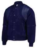 PSG x Jordan Wings Cashmere and Leather Varsity Jacket - Blue Void