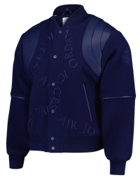 PSG x Jordan Wings Cashmere and Leather Varsity Jacket - Blue Void