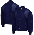 PSG x Jordan Wings Cashmere and Leather Varsity Jacket - Blue Void