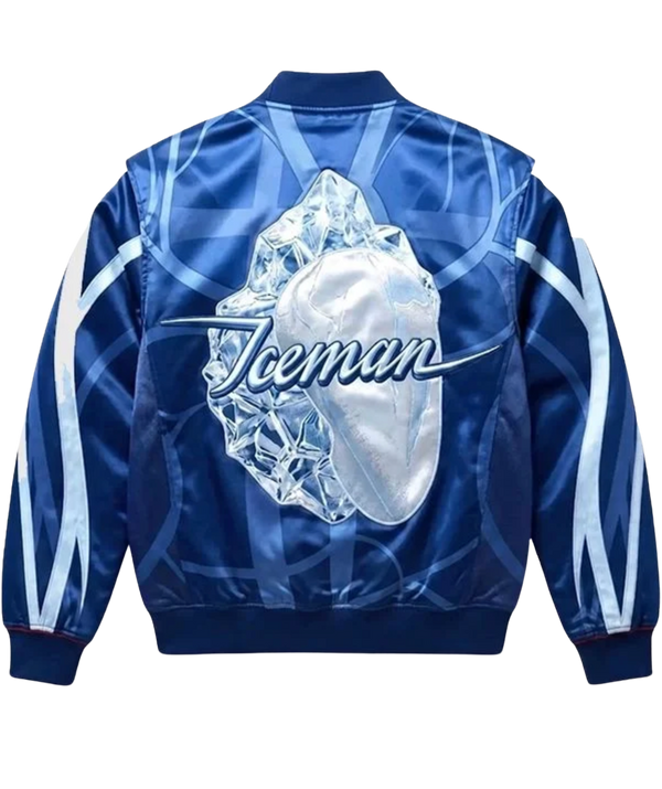 Drake Iceman x FC Barcelona Satin Bomber Jacket – Blue
